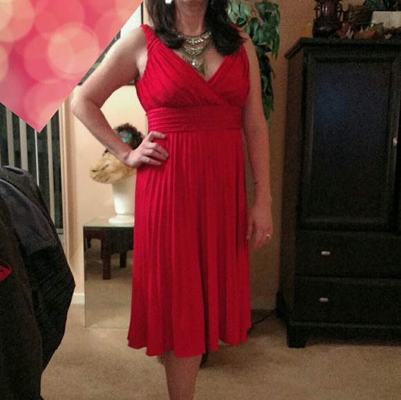 Suzi Chin/Maggy Boutique Red Pleated Dress - Picture 5 of 7